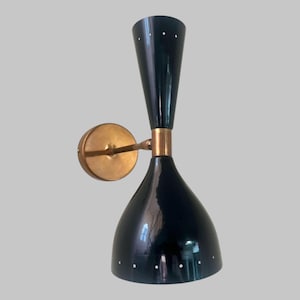 Diabolo Wall Sconce Set of 2 | Italian Modern Stilnovo Style Brass Wall Lights | Mid Century 1950’s Raw Brass Sconce Lamps