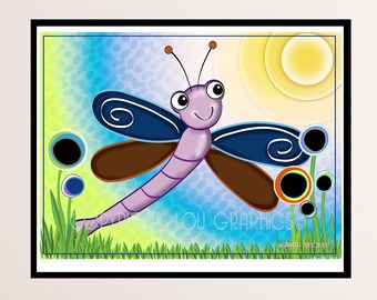 Print Brown & Blue Dragonfly • Print