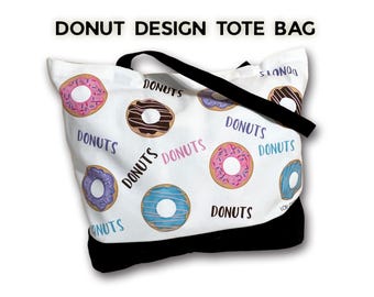 Donut Tote Bag | Fun Gift | Reusable Bag for Donut Lovers | Cute Kitchen Shopping Tote by LouGraphics