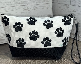 Paw Prints Pattern Small Zipper Pouch by LouGraphics | Travel, Pencil, Make-up Bag or Crossbody Bag