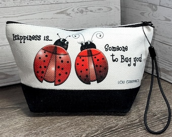 Ladybug Small Zipper Pouch by LouGraphics  |  Travel, Pencil, Make-up Bag or Crossbody Bag