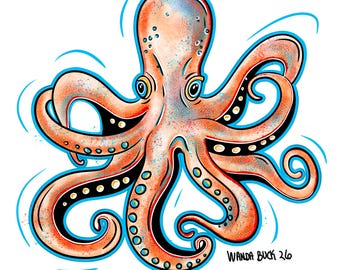 Octopus Print | Wall Decals | Repositionable • Removable • Reusable