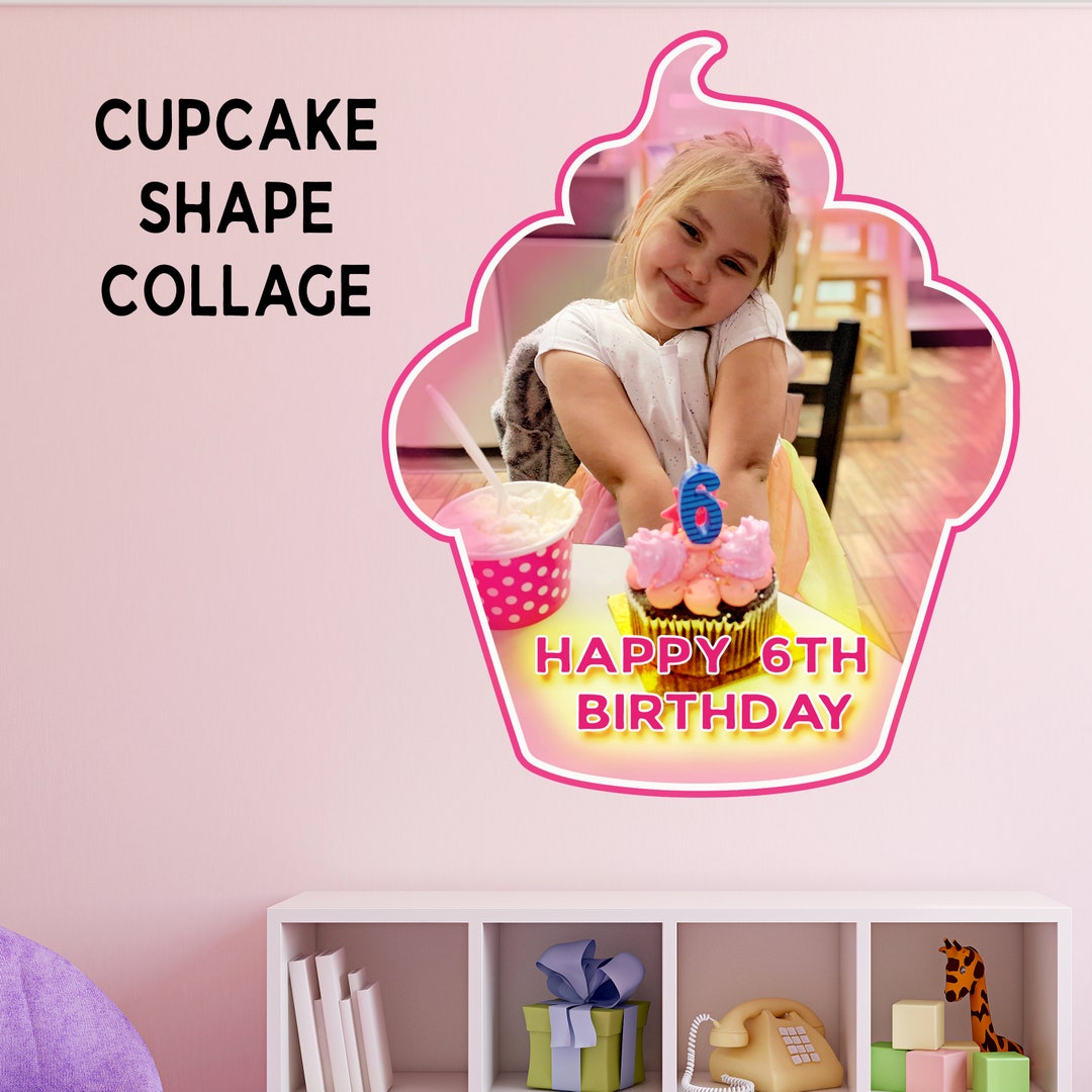 Custom Birthday Cupcake Shape Wall Decals Photo Prints Birthday Design ...