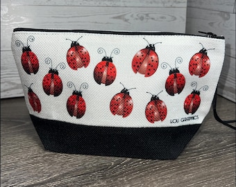 Ladybug Pattern Small Zipper Pouch by LouGraphics  |  Travel, Pencil, Make-up Bag or Crossbody Bag