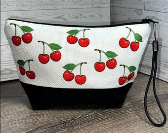 Cherry Pattern Small Zipper Pouch by LouGraphics | Travel, Pencil, Make-up Bag or Crossbody Bag