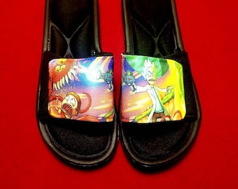 rick and morty nike slides