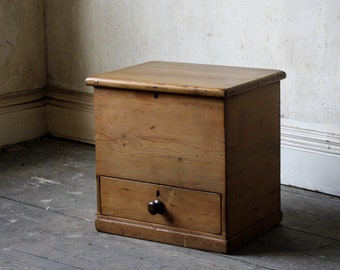 Antique Victorian stripped pine chest, unusual small mule chest