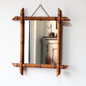 Antique 19th century faux bamboo mirror, French