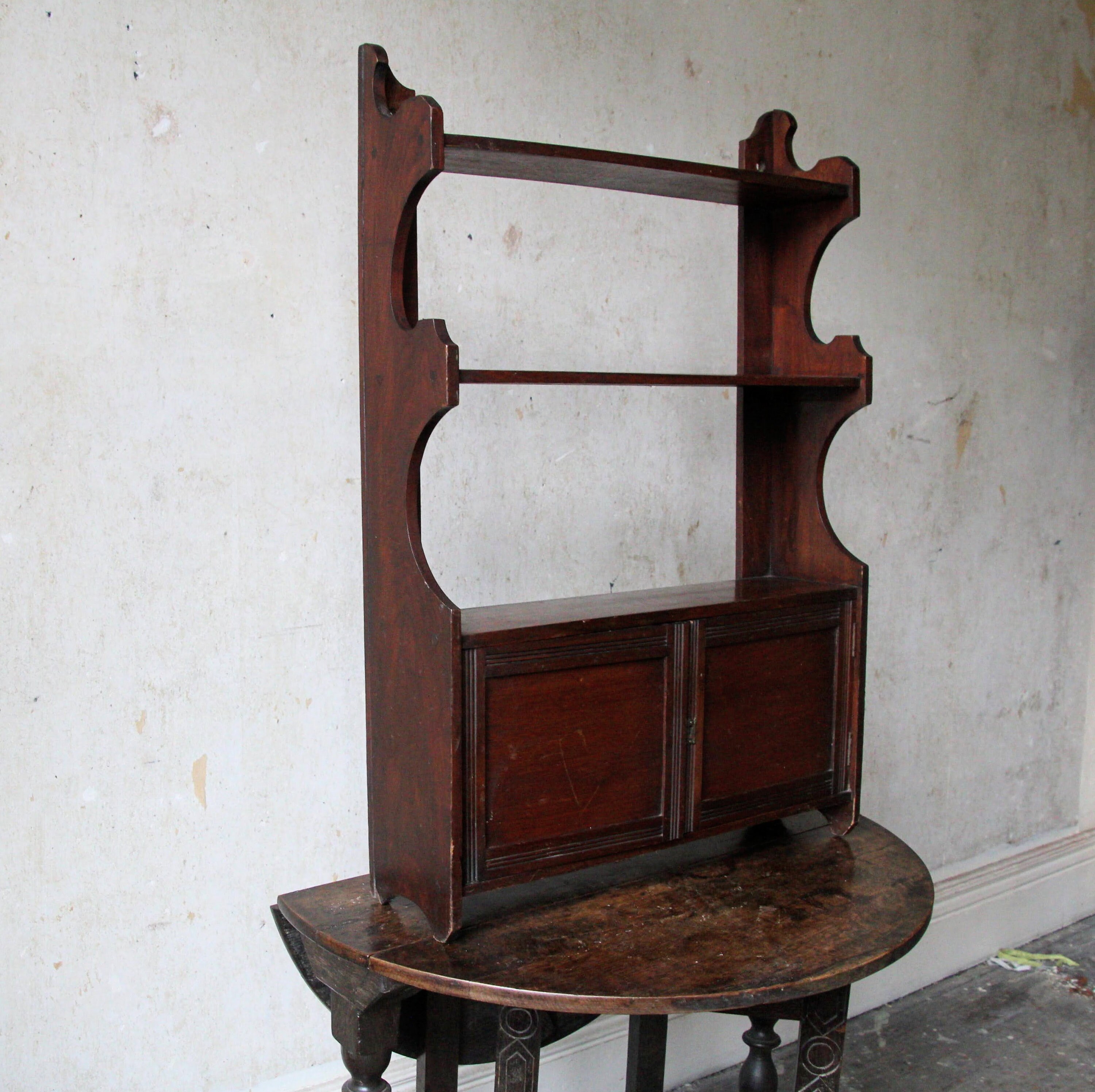 Antique Victorian Mahogany Wall Mounted Book Rack, Spice Rack, Cupboard ...