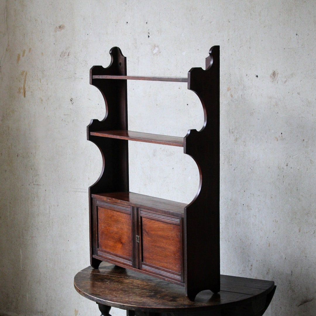 Antique Victorian Mahogany Wall Mounted Book Rack, Spice Rack, Cupboard ...
