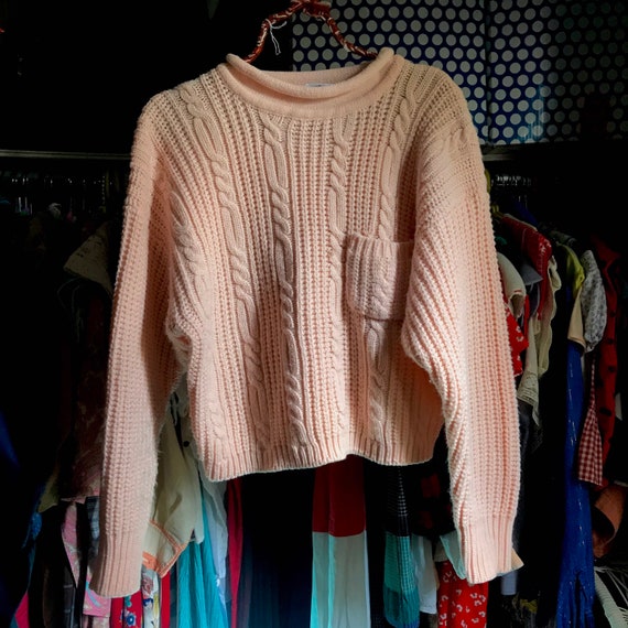 Vintage Cable Knit Peachy Sweater - image 1