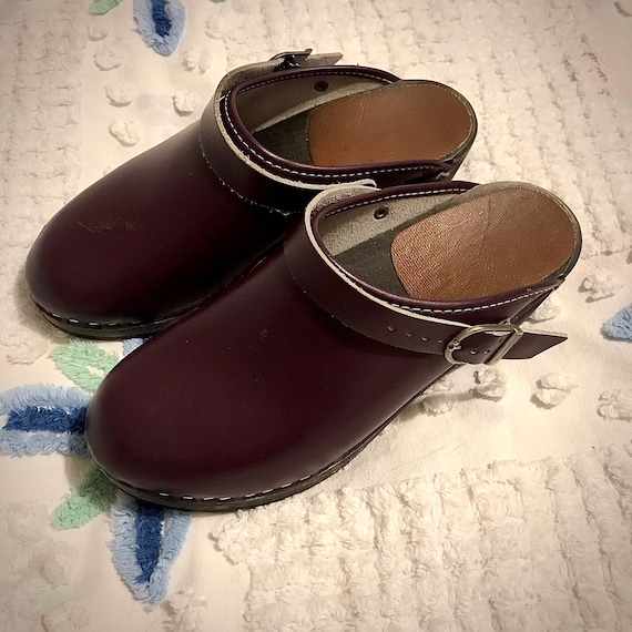 Vintage Plum Swedish Clogs