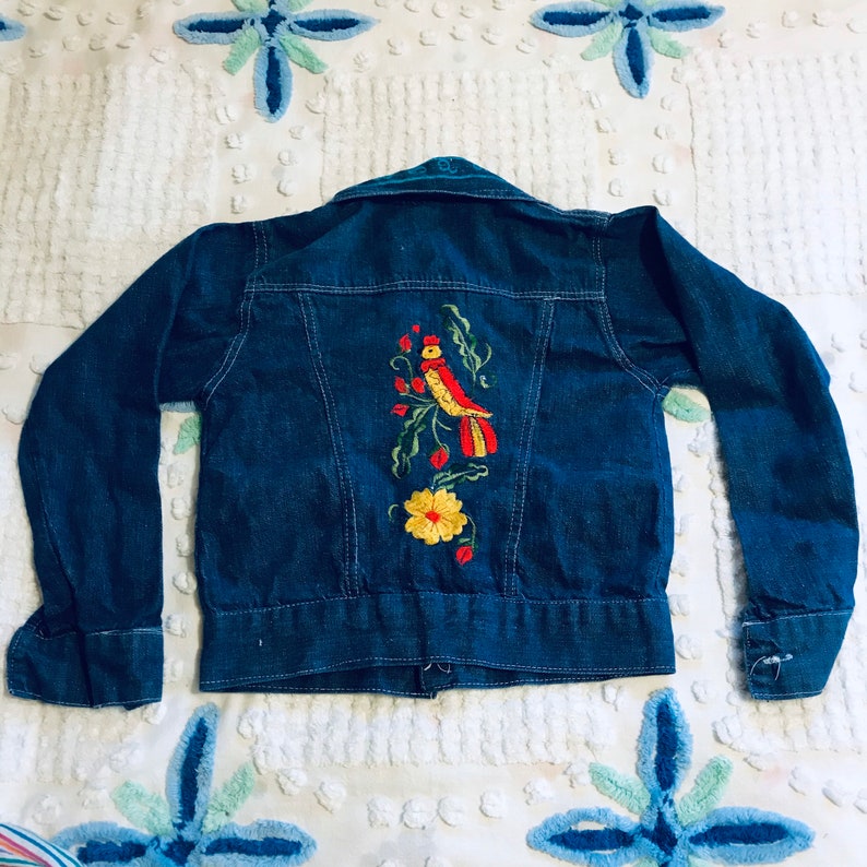 Vintage Hand embroidered Kids Jean Jacket