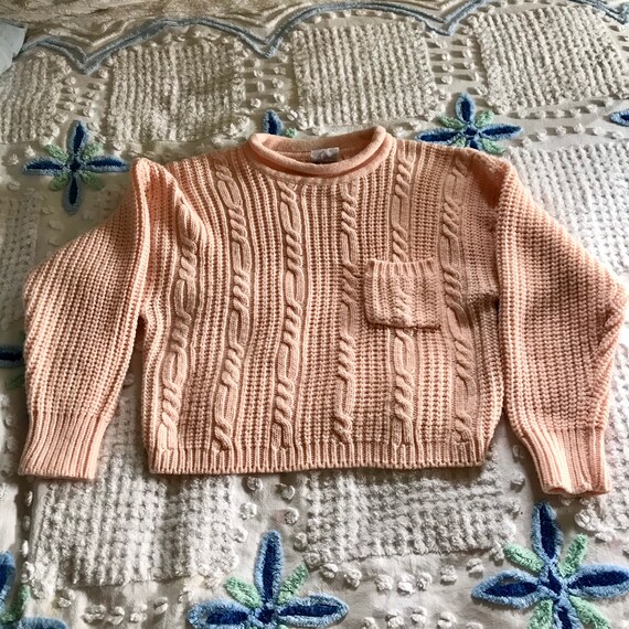 Vintage Cable Knit Peachy Sweater - image 3