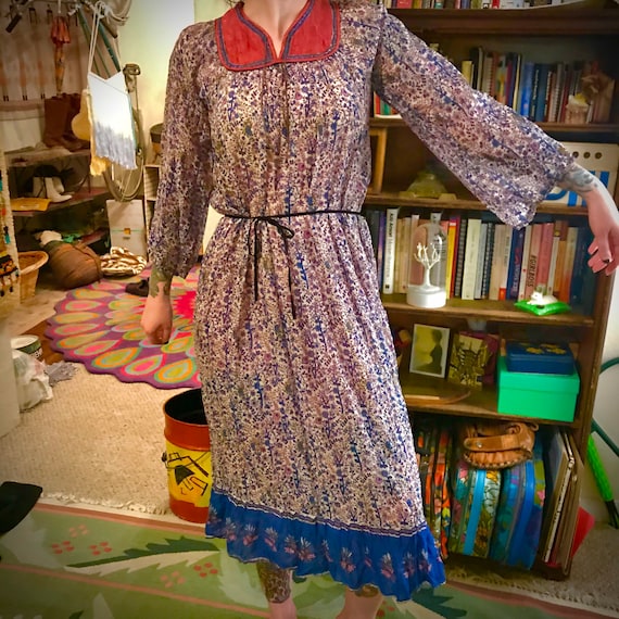 Vintage 70s Indian Gauze Tunic Dress - image 1