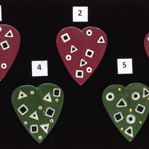 Ceramic Heart Pin, Red Pin, Green Pin, Colorful Pin, Collectors Pin, Mother Gift, Grandmother Gift, Teacher Gift, Valentines Day Pin, Love