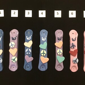Ceramic Mezuzahs, Peace and Love, Hearts, Childrens, Kids, Jewish Art, Judaica, Bris, Baby Naming, Baby Gift, Hanukkah Gift, Birthday