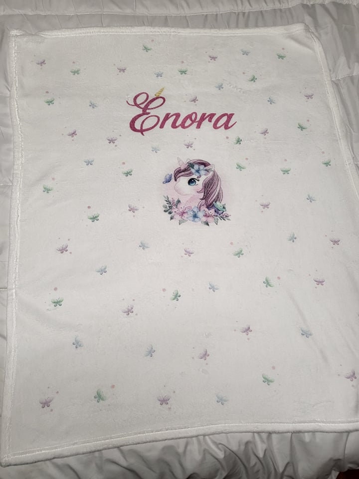 Couverture Bébé Personnalisée Collection Licorne Papillon