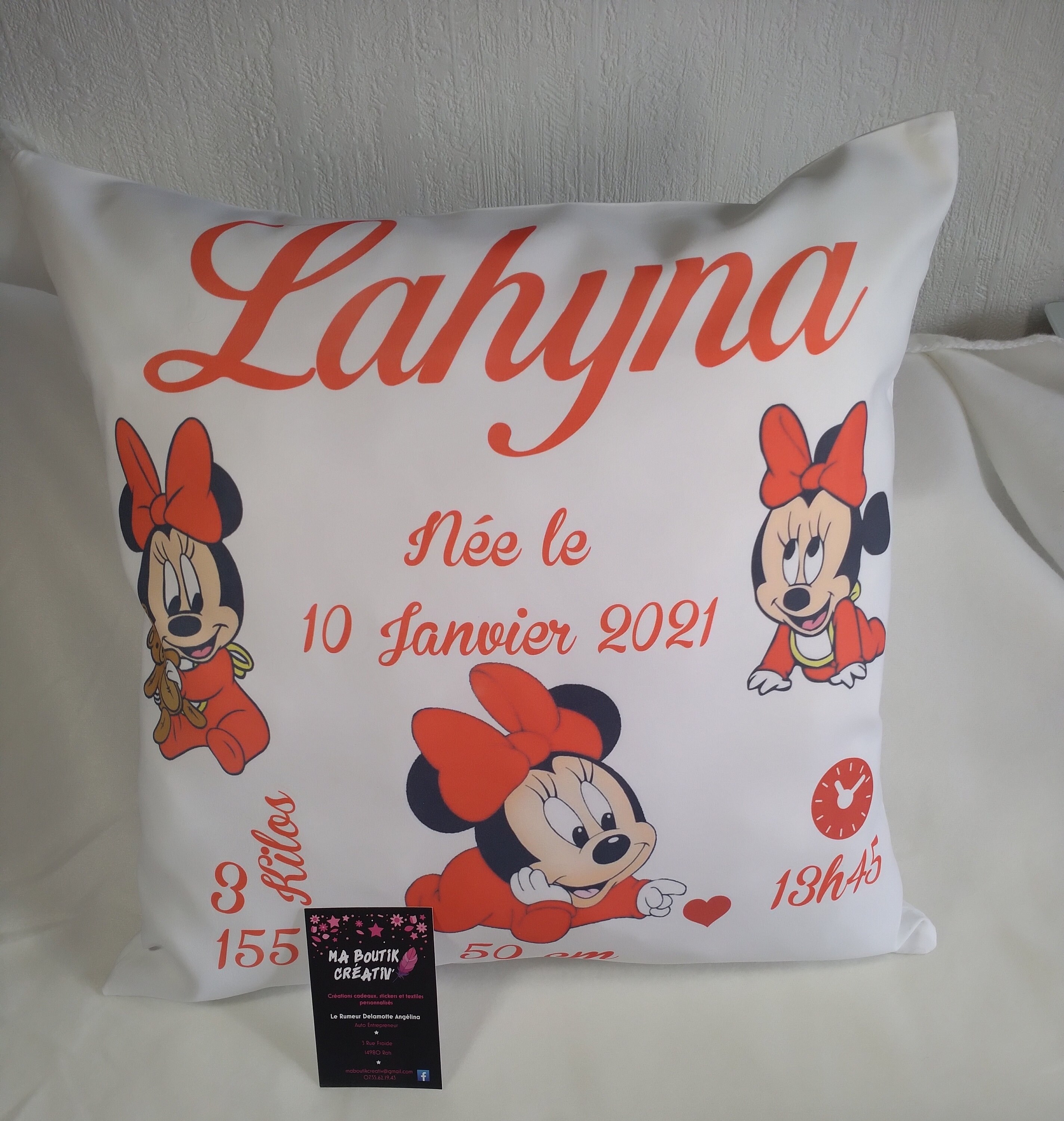 Coussin Personnalisé Imprimé avec ou Sans Led Thème Minnie