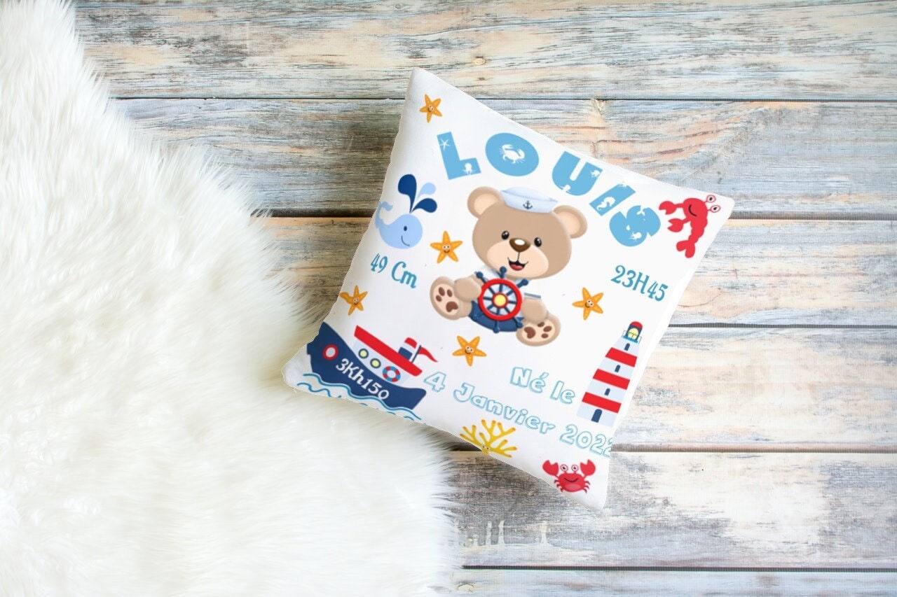 Coussin Personnalisé Imprimé avec ou Sans Led Thème Marin