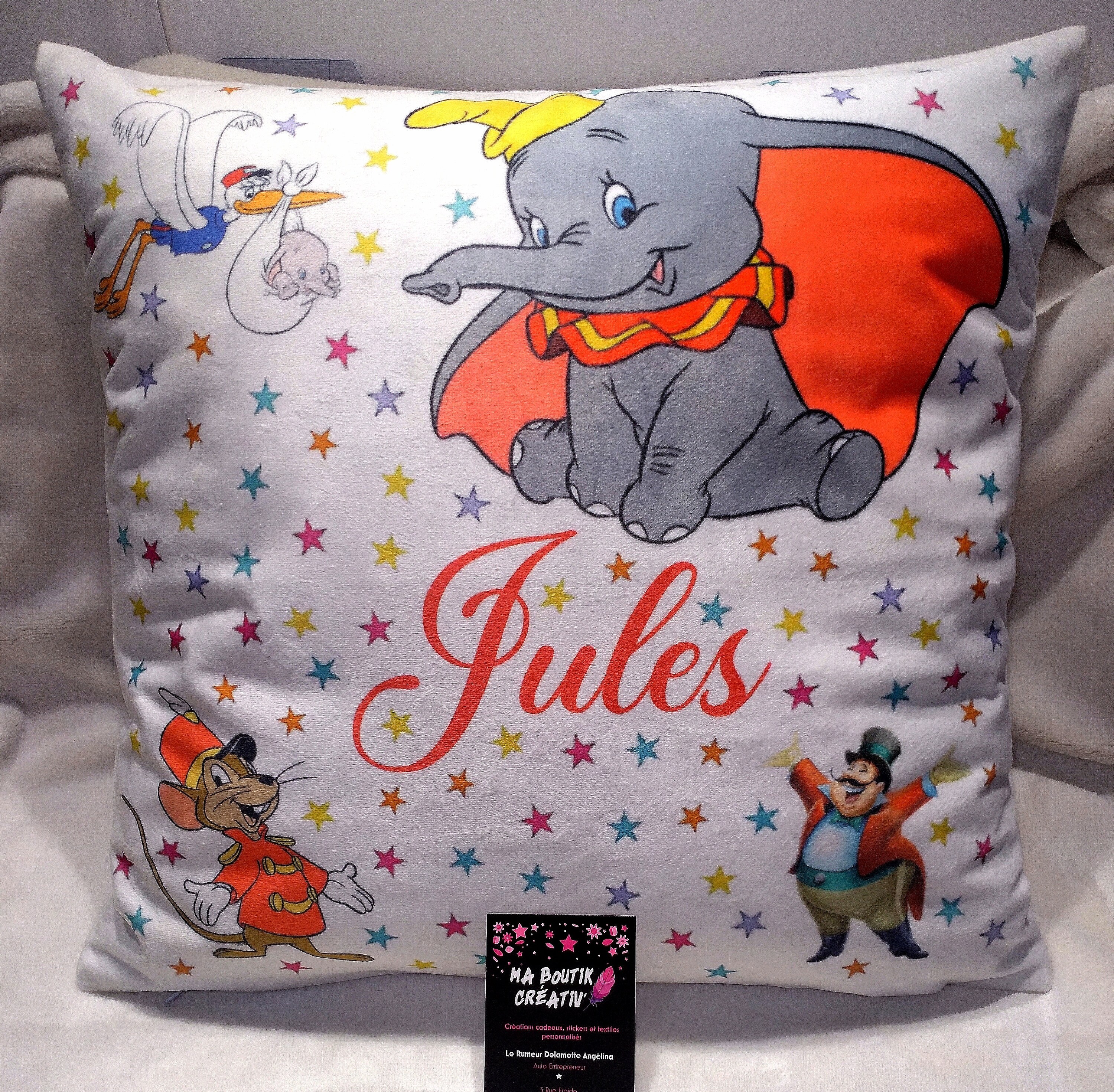 Coussin Personnalisé Imprimé avec ou Sans Led Thème Dumbo
