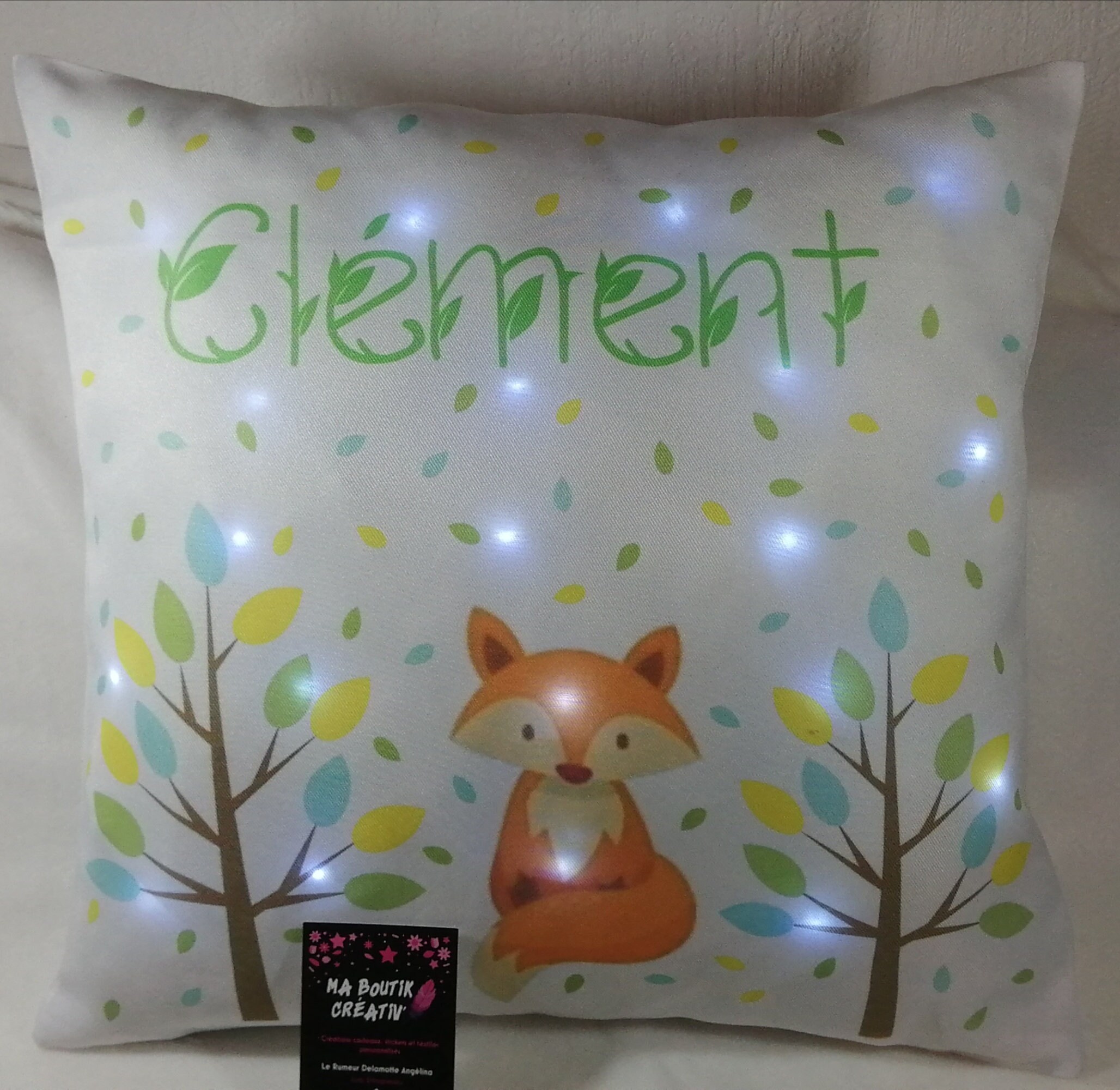 Coussin Personnalisé Imprimé avec ou Sans Led Thème Renard