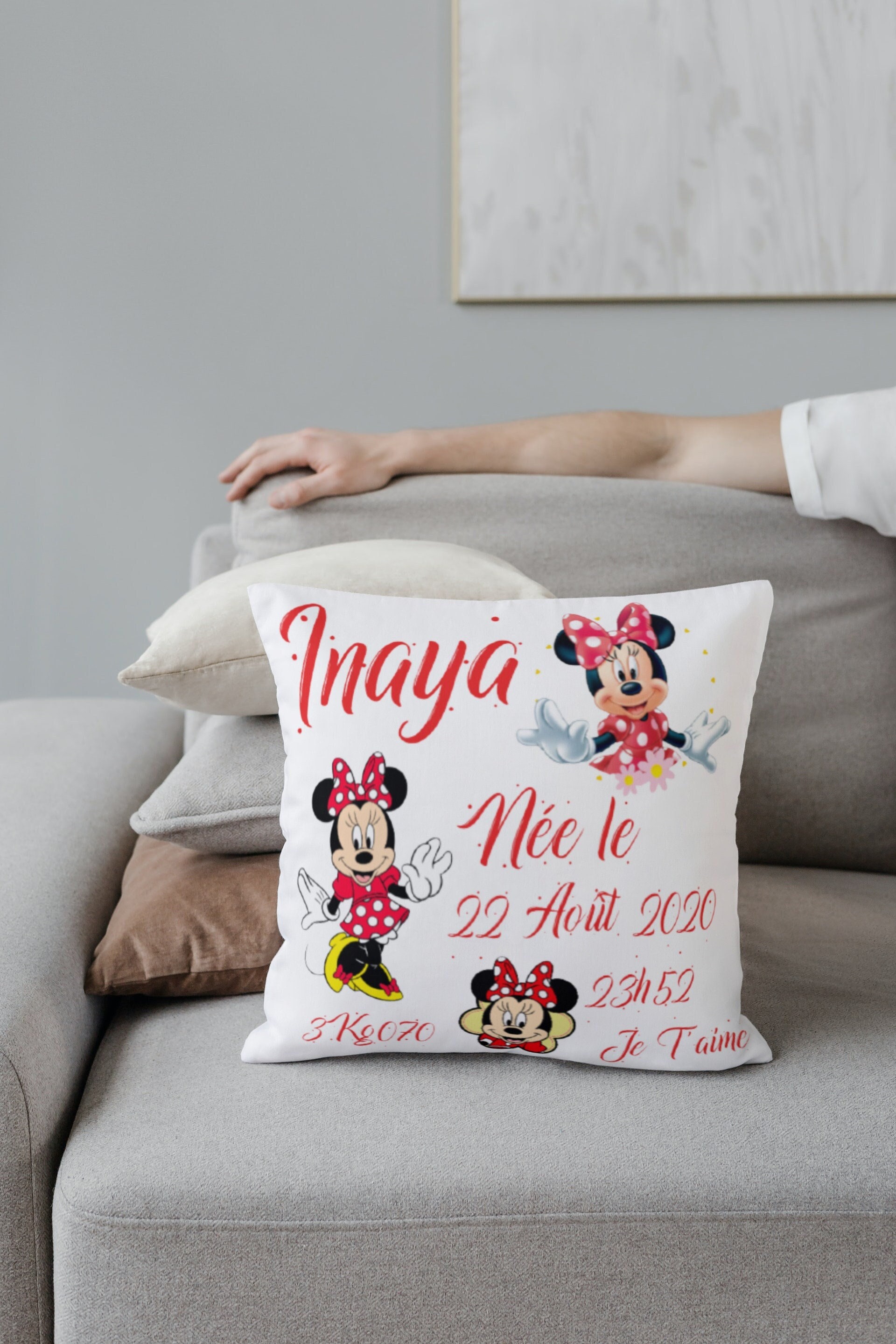 Coussin Personnalisé Imprimé avec ou Sans Led Thème Minnie