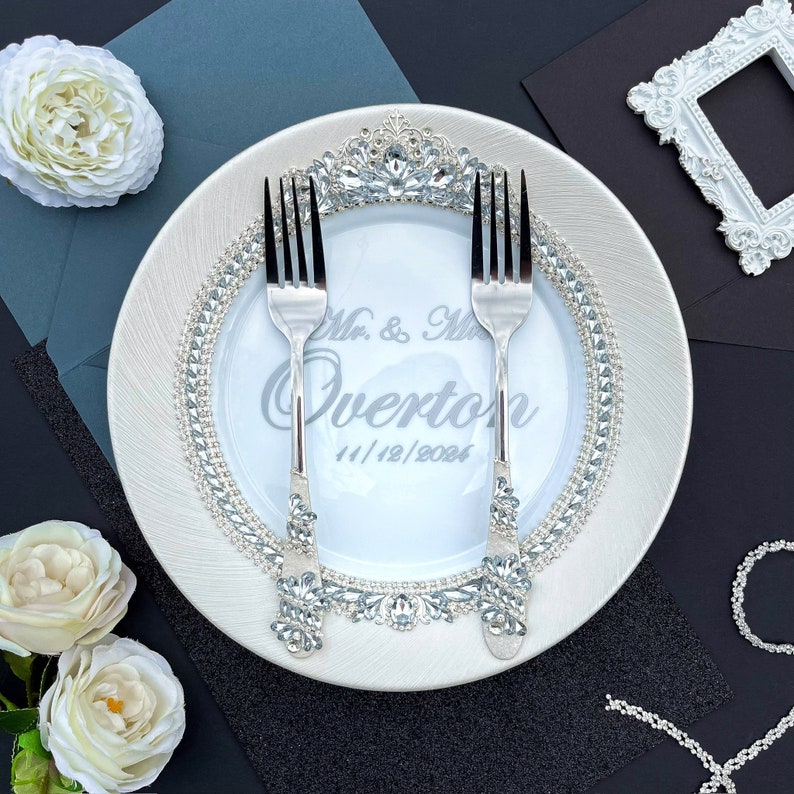 Cake serving set wedding, cake cutting set wedding personalized, wedding cake knife and server, wedding cake cutter set, wedding glasses immagine 9