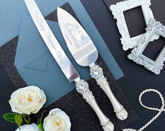 Wedding knife and server, wedding cake cutting set personalized, wedding flutes and server, wedding plate , wedding gift for couple