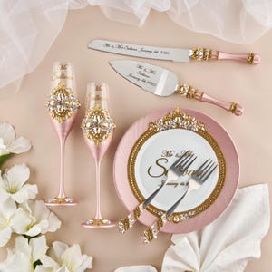 Cake serving set wedding, cake cutting set wedding personalized, wedding cake knife and server, wedding cake cutter set, wedding glasses