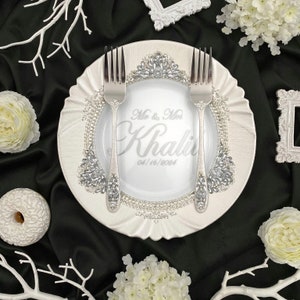 wedding cake cutting set, personalized glasses, cake serving set, wedding cake knife and flutes for bride and groom image 7