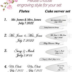 wedding cake cutting set, personalized glasses, cake serving set, wedding cake knife and flutes for bride and groom image 10