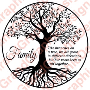 Raíces del árbol genealógico: todos crecemos en direcciones diferentes (JPEG, SVG y PNG)