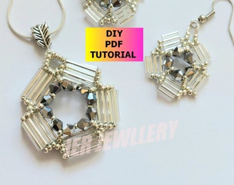 Bugle Bead Pendant & Earrings Tutorial: Bead Weaving Pattern (PDF Download)
