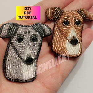 Bead Embroidery Tutorial: Greyhound Dog Brooch Pattern (PDF Download)