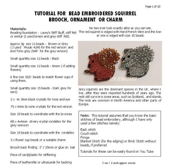 Bead Embroidery Squirrel Tutorial: DIY Brooch, Pendant Pattern