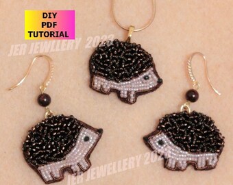 Bead Embroidery Tutorial: Little Hedgehog Earrings & Pendant (PDF Download)