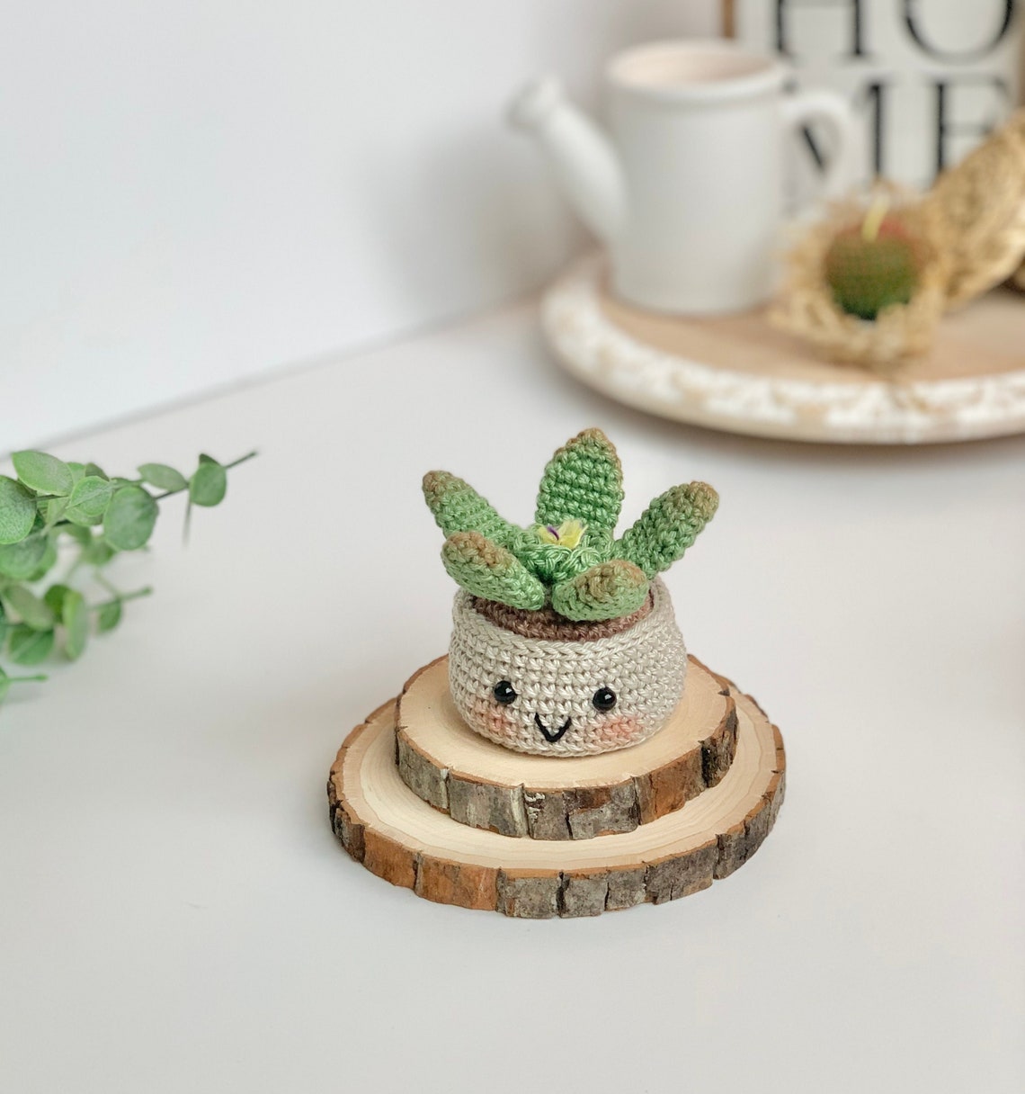 Small Crochet Succulent Amigurumi Succulent Faux Plant image 1