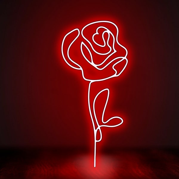 Insegna al neon rosa, Luce al neon rosa, Insegne al neon rosa per camera da letto, Insegna al neon fiore, Luce al neon fiore, Insegna al neon rosa, Fiore segno neon