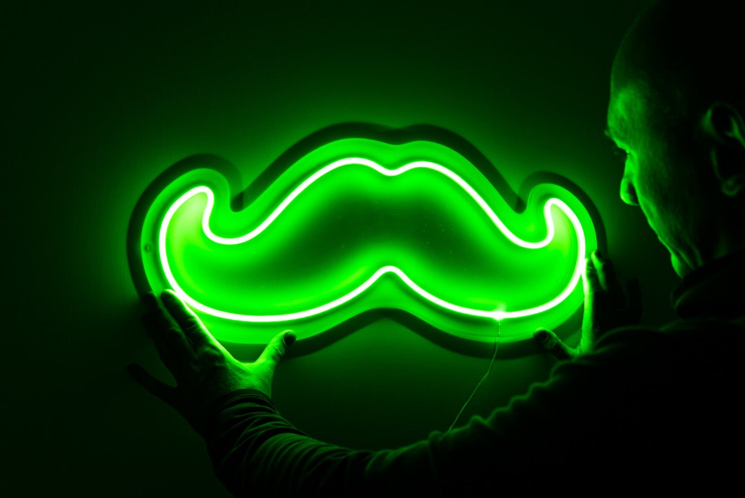 Mustache Neon Sign Mustache Sign Mustache Wall Art Etsy