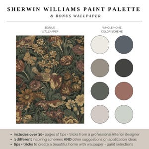Sherwin Williams Alabaster Paint Palette, Floral Wallpaper, House Paint Palette, Interior Paint Colors, Paint Colors for Home