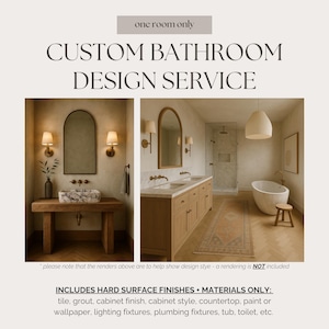 Bathroom E-Design Service | Virtual Interior Design | Custom Bathroom Mood Board & Shopping List | Affordable Design