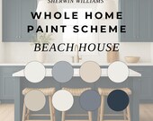 Calm Neutrals Sherwin Williams Paint Palette, Whole House Colors, Coastal Color Scheme for Home