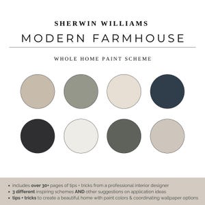 Modern Farmhouse Paint Palette, Sherwin Williams Shoji White, Modern Farmhouse Paint Colors 2025, Whole House Paint Palette, Interior Paint