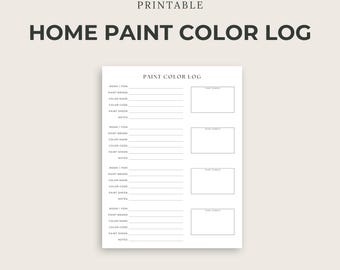 Paint Color Tracker Printable | Home Paint Color Organizer | Room Paint Record Sheet | Interior Paint Log PDF