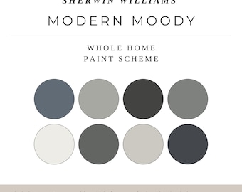 Sherwin Williams Granite Peak Interior Paint Color Scheme, Modern Moody Whole Home Paint Palette