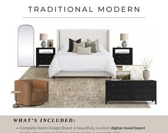 Traditional Modern Bedroom | Mood Board | Bedroom Design | Duped McGee & Co Bedroom | Organic Earthy Modern Room | Interior Design | EDesign