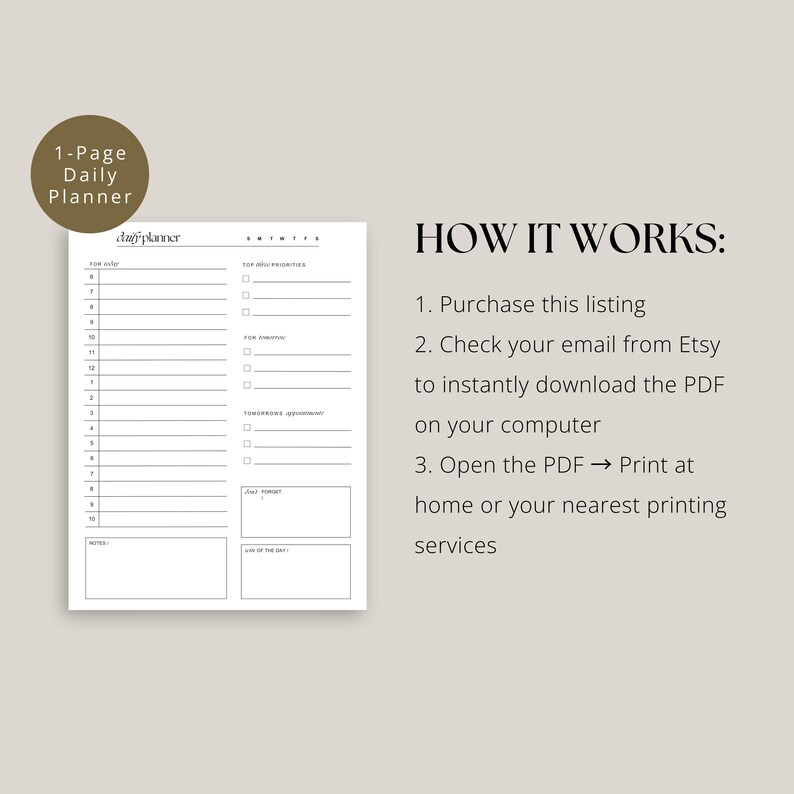 Printable Daily Planner PDF – Undated Time Blocking + To-do List Format – A4 &amp; US Letter ...