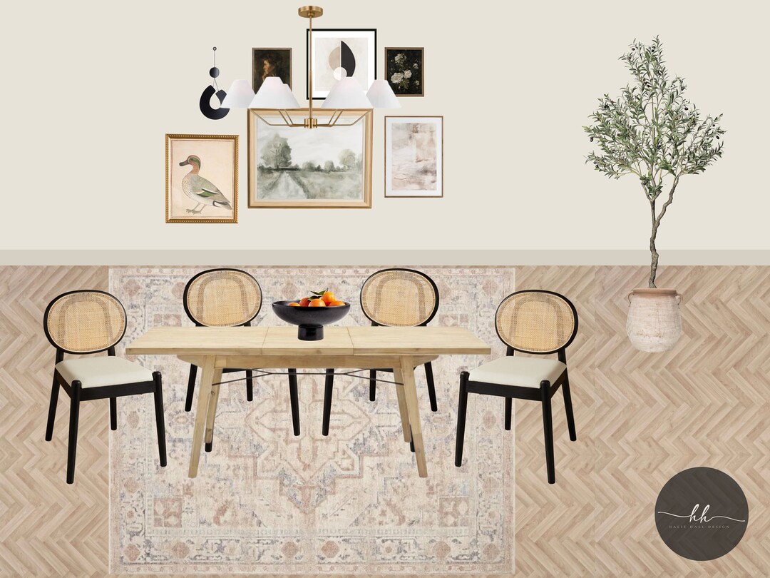 Vintage Modern European Dining Room Online Interior Design Services
