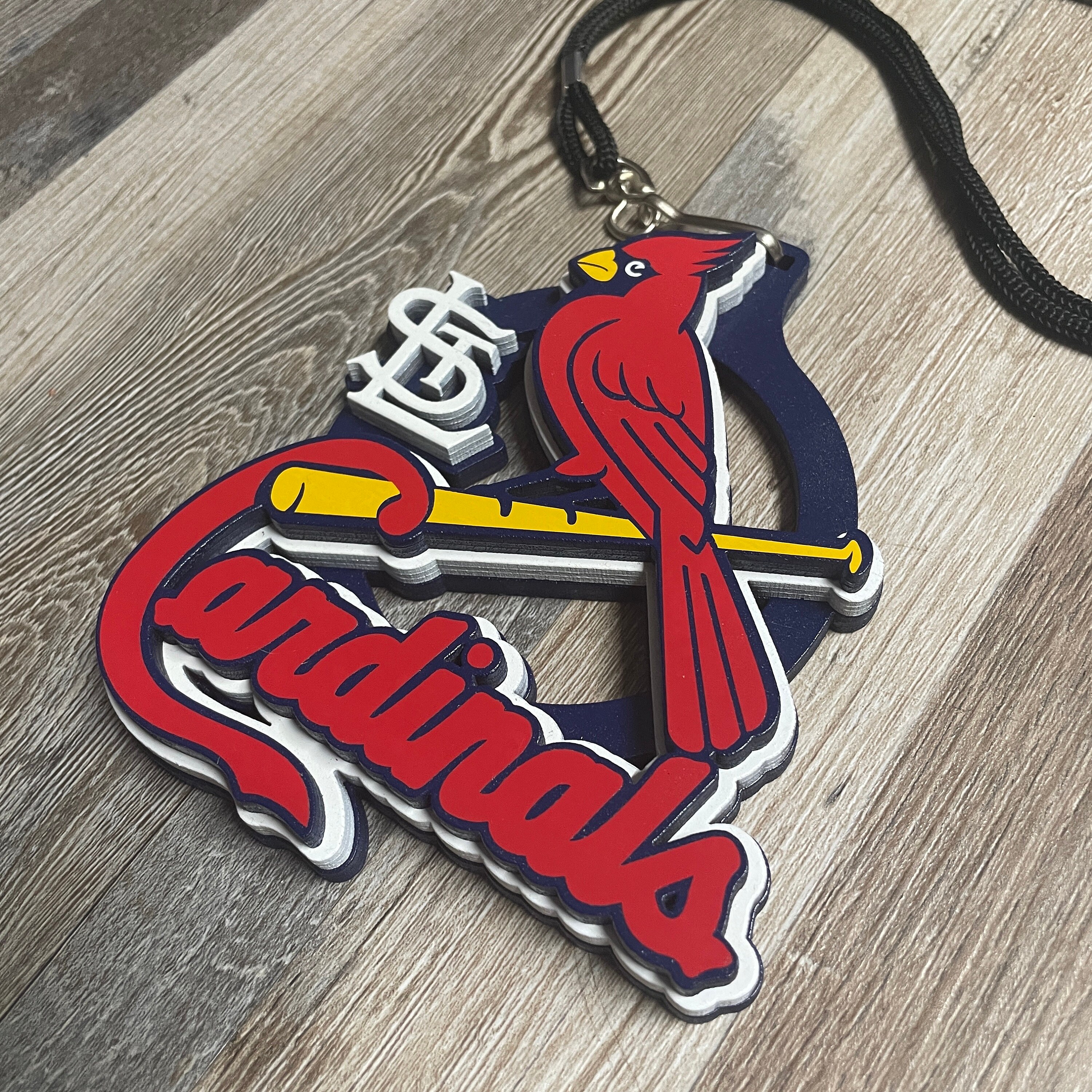 Large 3D St Louis Cardinals Lanyard with Stacked Design, Cardinals Necklace